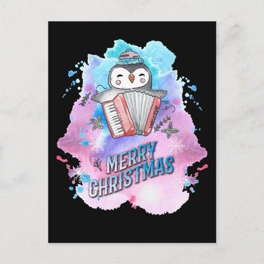 メリークリスマスペンギンギフトアコーディオンペンギン ポストカード (正面)