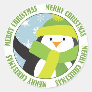 メリークリスマスペンギンステッカー ラウンドシール