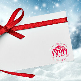 メリークリスマスペンギン家族の自墨切手 セルフインキングスタンプ