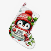 メリークリスマスペンギン ラージクリスマスストッキング (正面 (吊り時))