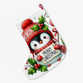 メリークリスマスペンギン ラージクリスマスストッキング (裏面 (吊り時))