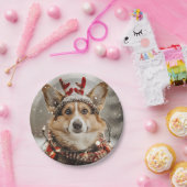 メリークリスマスペンブロークウェルシュコーギー犬 ペーパープレート (パーティー)