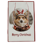 メリークリスマスペンブロークウェルシュコーギー犬 ミディアムペーパーバッグ (正面)