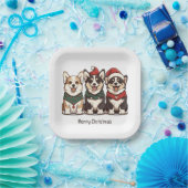 メリークリスマスペンブロークドズウェルシュコーギー犬 ペーパープレート (パーティー)