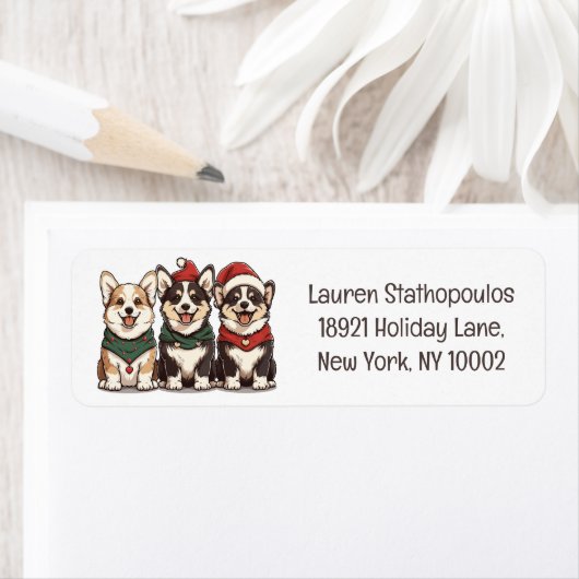 メリークリスマスペンブロークドズウェルシュコーギー犬 ラベル (インサイチュ)