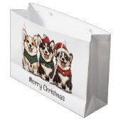 メリークリスマスペンブロークドズウェルシュコーギー犬 ラージペーパーバッグ (正面アングル)