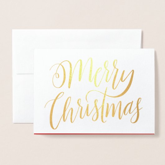 メリークリスマスホイルの写真カード 箔カード (封筒付き正面)