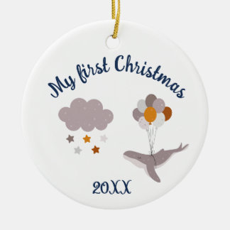 メリークリスマスホエールビューティフルドリームセラミックオーナ セラミックオーナメント