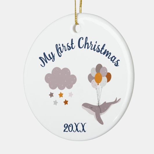 メリークリスマスホエールビューティフルドリームセラミックオーナ セラミックオーナメント (左)
