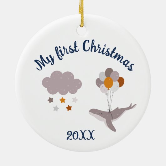 メリークリスマスホエールビューティフルドリームセラミックオーナ セラミックオーナメント (裏面)