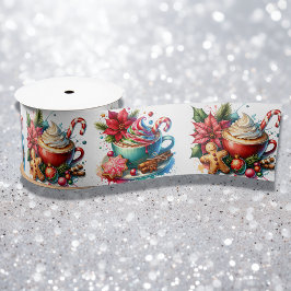 メリークリスマスホットココアとクッキー サテンリボン