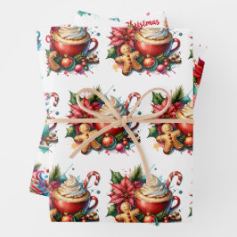 メリークリスマスホットココアとクッキー ラッピングペーパーシート