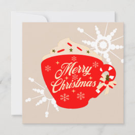 メリークリスマスホットチョコレートタンスノーフレークカード カード
