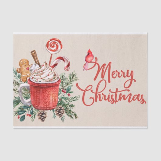 メリークリスマスホットチョコレートマグカップ&スイーツ 薄葉紙 (正面)