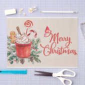 メリークリスマスホットチョコレートマグカップ&スイーツ 薄葉紙 (クラフト)