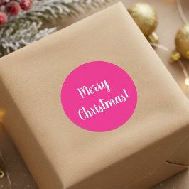 メリークリスマスホットピンクと白 ラウンドシール