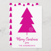 メリークリスマスホットピンククリスマスツリー シーズンカード (正面/裏面)