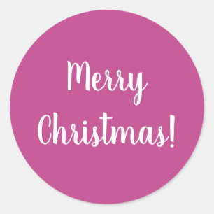 メリークリスマスホットピンクタイポグラフィ ラウンドシール