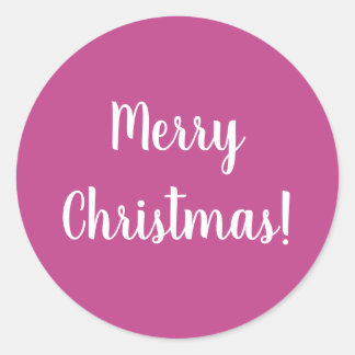 メリークリスマスホットピンクタイポグラフィ ラウンドシール