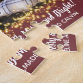 メリークリスマスホリディ応援ファミリーモダン写真 ジグソーパズル (側面)