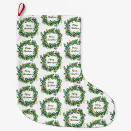 メリークリスマスホリデイリース ラージクリスマスストッキング