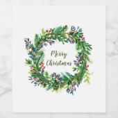 メリークリスマスホリデイリース ワインラベル (シングルラベル)