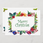 メリークリスマスホリデーウォーターカラーフレーム シーズンカード (正面/裏面)