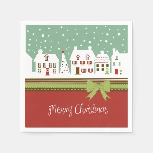 メリークリスマスホリデーカクテル紙ナプキンス スタンダードカクテルナプキン (正面)