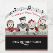 メリークリスマスホリデーカロラーパーソナライズされたズ ワインラベル (シングルラベル)