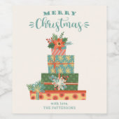 メリークリスマスホリデーカワイイモダンー ワインラベル (シングルラベル)