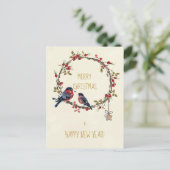 メリークリスマスホリデーカードの鳥ホリーベリー シーズンポストカード (スタンド正面)