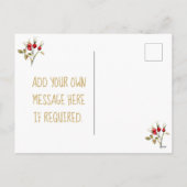 メリークリスマスホリデーカードの鳥ホリーベリー シーズンポストカード (裏面)