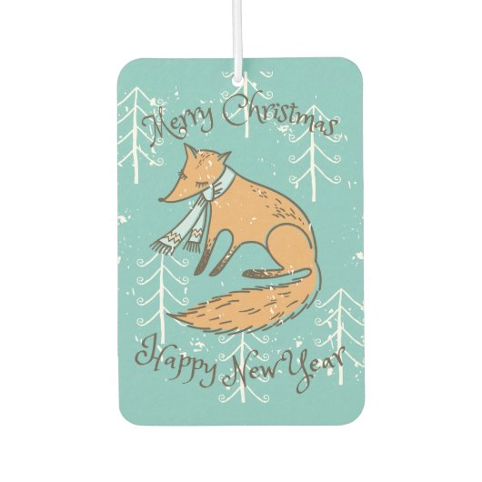 メリークリスマスホリデーキツネコージー カーエアーフレッシュナー (正面)