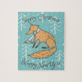メリークリスマスホリデーキツネコージー ジグソーパズル