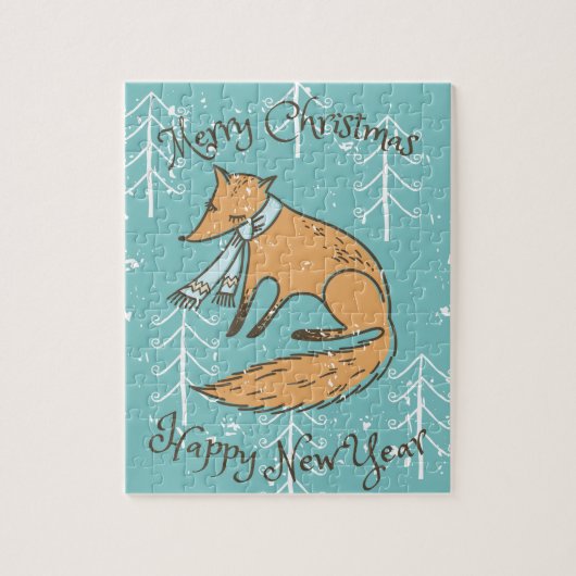 メリークリスマスホリデーキツネコージー ジグソーパズル (縦)
