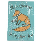 メリークリスマスホリデーキツネコージー ミディアムペーパーバッグ (裏面)