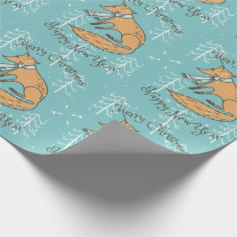 メリークリスマスホリデーキツネコージー ラッピングペーパー