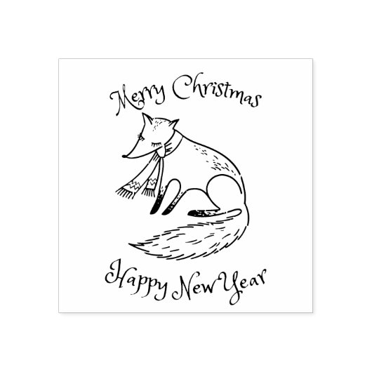 メリークリスマスホリデーキツネコージー ラバースタンプ (インプリント)