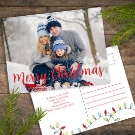 メリークリスマスホリデーキュートフェスティバルストリングライト シーズンポストカード