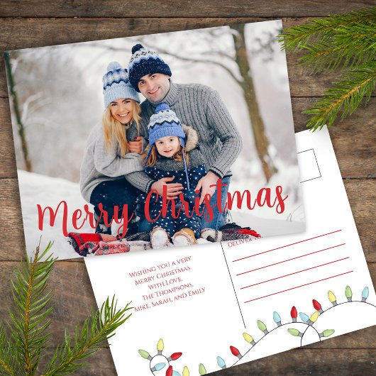 メリークリスマスホリデーキュートフェスティバルストリングライト シーズンポストカード