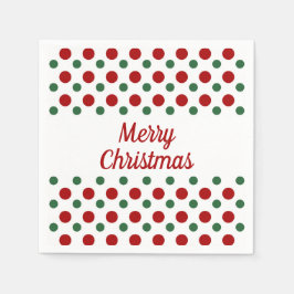 メリークリスマスホリデーキュートホワイトレッド水玉模様 スタンダードカクテルナプキン