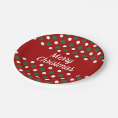 メリークリスマスホリデーキュートレッド水玉模様 ペーパープレート (アングル)