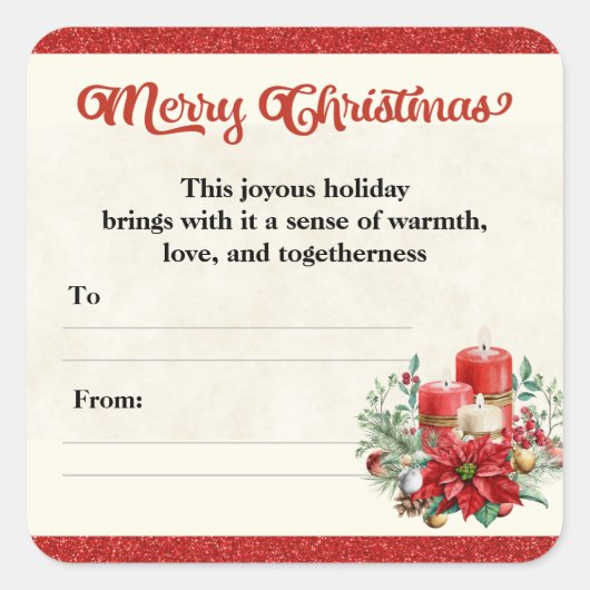 メリークリスマスホリデーギフト友人とビジネス スクエアシール (正面)