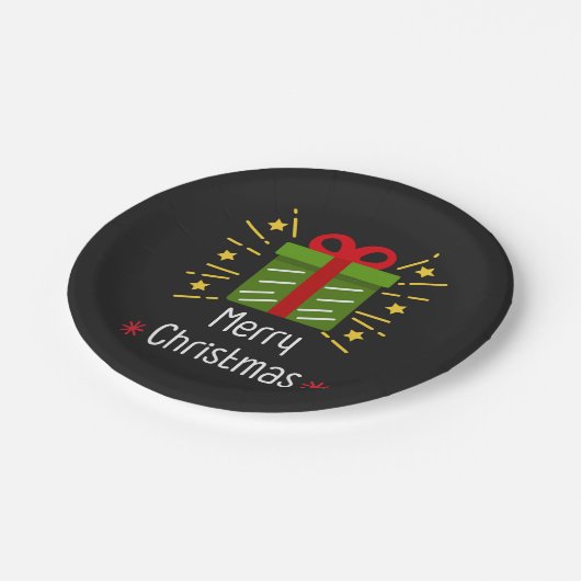 メリークリスマスホリデーギフト ペーパープレート (アングル)