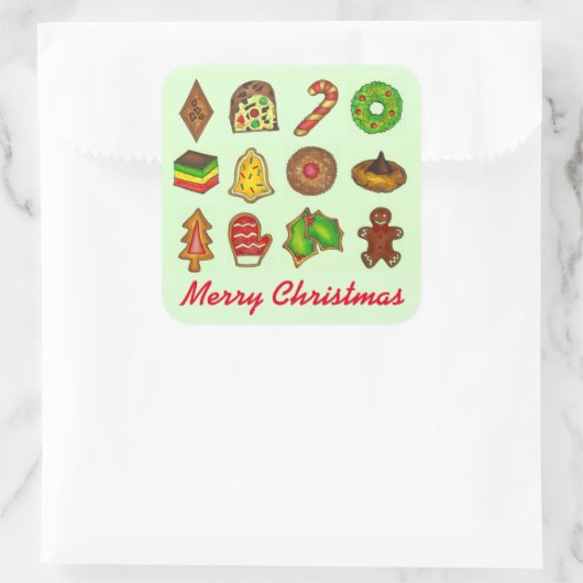 メリークリスマスホリデークッキーベーキングクッキースワップ スクエアシール (バッグ)