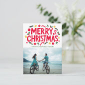 メリークリスマスホリデークリスマスカスタム写真 ポストカード (スタンド正面)
