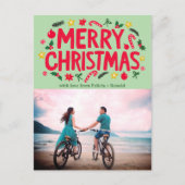 メリークリスマスホリデークリスマスカスタム写真 ポストカード (正面)