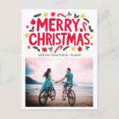 メリークリスマスホリデークリスマスカスタム写真 ポストカード (正面)