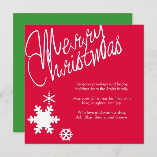 メリークリスマスホリデーグリーティングカード シーズンカード (正面/裏面)