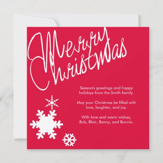 メリークリスマスホリデーグリーティングカード シーズンカード (正面)